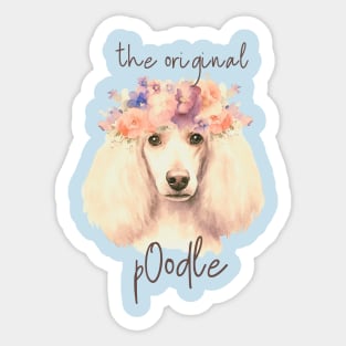 Poodle with flowers Sticker